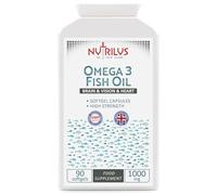 Nutrilus Omega-3 Fish Oil 90 Softgel Capsules 1000mg - EPA & DHA | High Strength Omega 3 EPA & DHA - Brain & Vision & Heart - UK Made Supplement