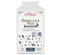 Nutrilus Pet Omega 369 For Cats And Dogs - 120 Softgel Capsules 1000mg with Omega 3 6 9 - Skin And Coat - Immune System - Heart - Anti-Inflammation