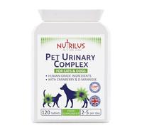 Nutrilus Pet Urinary Support Complex 120 Chicken Flavour Tablets for Cats and Dogs - with Cranberry, D-Mannose, Marshmallow Root & More - UTI, Bladder, Kidney Support