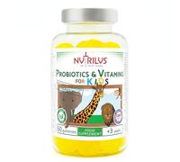 Nutrilus Probiotics & Vitamins for Kids and Adults Natural Pineapple Gummies - Large Pack - Active Blend - Vitamin B3, B5, B6, C (60 Gummies)
