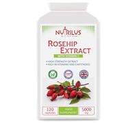 Nutrilus Rosehip Extract 120 Capsules 5000mg - High Strength Vegan Supplement - Rosa canina with Vitamin C - Bones & Cartilage - UK Made