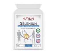 Nutrilus Selenium 120 Capsules 200µg Natural Bioavailable Selenomethionine | High Absorption - One-a-Day - High Strength - Immune, Thyroid, Fertility - Hair and Nails - Vegan - UK Made Supplement
