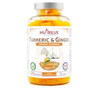 Nutrilus Turmeric and Ginger 120 Natural Orange Gummies - High Strength, Vegan Supplement - Large Pack - 13,500mg per Serving - 95% Curcuminoids (120 Gummies)