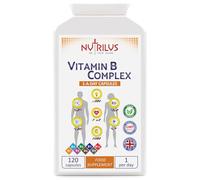 Nutrilus Vitamin B Complex 120 Capsules, not Tablets, One Daily - Vegan Supplement - Energy - Metabolism - Immune System - Heart - Skin - Nervous System - Tiredness