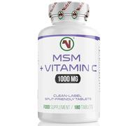 Nutriodol MSM 1000 mg + Acerola Vitamin C - 180 Vegan Tablets | Pure Methylsulfonylmethane with Natural Vitamin C | Clean-Label, Split-Friendly Tablets | EU GMP/ISO Made