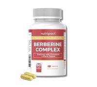 Nutripact Berberine HCL Supplement with Chromium and Black Pepper - High Strength 500mg - 60 Vegan Capsules (not Tablets) - Made in The UK