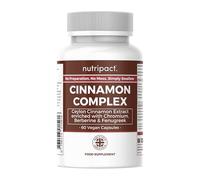 Nutripact Ceylon Cinnamon Capsules with Berberine, Chromium & Fenugreek - High Strength 4750mg Cinnamon Complex - Chromium Contributes to Normal Blood Glucose Levels - 60 Vegan Capsules UK