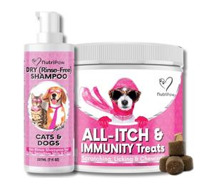 NutriPaw All-Itch Bundle - All-Itch Treats to Soothe Itchy Paws, Eyes, Ears, and Skin - Gentle, Nourishing No-Rinse Foam to Clean & Hydrate the Skin & Coat - Inside-Out Care for Dogs