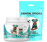 NutriPaw Dental Powder & Dental Chews Bundle - Clean Teeth, Healthy Gums & Fresh Breath - Manage Plaque & Tartar Build-Up - Fuss-Free - No Brushing Needed