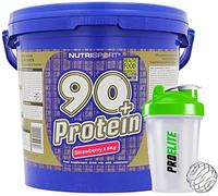 Nutrisport 90+ Plus Protein 2.5kg / 2500g + Shaker Bottle (Strawberry)