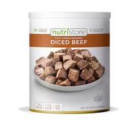 Nutristore Freeze Dried Beef Dices | Pre-Cooked Meat for Backpacking, Camping, Meal Prep | Long Term Survival Emergency Food Supply | 25 Year Shelf Life | Bulk #10 Can | Made in USA | 20 Servings
