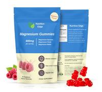 Nutrition Edge Magnesium Gummies - 600mg Triple Complex (Glycinate, Citrate, Malate) - 60 Vegan Gummies (1 Month Supply) - Natural Raspberry Flavour for Relaxation & Muscle Support