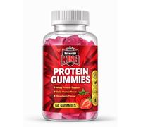 Nutrition King Protein Gummies Strawberry Flavour - 60 Gummies | Whey Protein Supplement with Vitamin B12, B6, Biotin & Hyaluronic Acid | High Protein Vitamin Gummies |