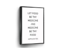 Nutrition Sign Wall Art Let Food Be Thy Medicine and Medicine Be Thy Food Canvas Print Hippocrates Quote for Home Office School Decor(Framed,08x12inch(20x30cm))
