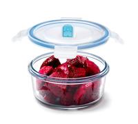 NUTRIUPS 0.45L Mini Airtight Glass Food Storage Containers with Lids, Round Food Storage Set, BPA Free for Meal Prep, Travel, Freezer, Oven