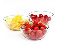 NUTRIUPS 0.65L Small Glass Bowls Set of 3, Glass Mixing Bowls for Food, Glass Bowls Cooking Microwave and Oven Safe, Clear Glass Bowls Set