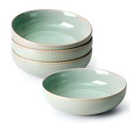 NUTRIUPS 1.2L Ceramic Large Serving Bowls, Shallow Porcelain Salad Bowls, Green Stoneware Bowl Set