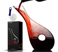 NUTRIUPS 1.2L Crystal Red Wine Decanter Hand Blown, Hollow Circle Shape Carafe
