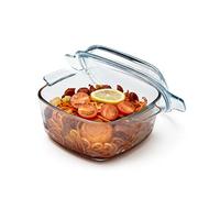 NUTRIUPS 1.5L 16cm Glass Casserole Dish with Lid Square Casserole Dish Glass Oven Bakeware Microwave Safe Dish with Lid