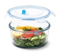 NUTRIUPS 1.6L Airtight Glass Food Storage Containers with Lids, Round Food Storage Set, BPA Free for Meal Prep, Travel, Freezer, Oven