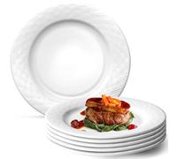 NUTRIUPS 10.5'' Dinner Plates Set of 6, 26.5cm Ceramic Serving Plates, White Dinner Plates - Microwave & Dishwasher Safe