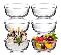 NUTRIUPS 11.5cm Set of 6 Small Dessert Bowls, 300ml Small Glass Prep Bowl for Kitchen, Clear Cereal Bowls for Eating