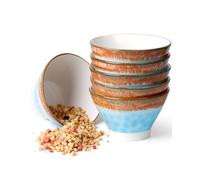 NUTRIUPS 12.5cm Ceramic Cereal Bowls Set of 6, 400ml Light Blue Dessert Bowl Set, Rice Bowl, Ice Cream Bowl