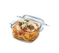 NUTRIUPS 1L Glass Casserole Dish for Oven with Lid, Square Mini Glass Casserole Cookware with Lid