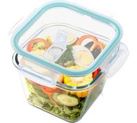 NUTRIUPS 2.0L Large Glass Food Storage Containers,17.5×13cm Deep Square cream cracker storage container, Airtight Food Storage Container