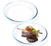 NUTRIUPS 2 Pack Glass Dinner Plates, 25.4cm Transparent Tempered Glass Household Plates, Pasta Plates, Salad Plates, Microwave Safe & Dishwasher Safe