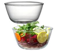 NUTRIUPS 2 Piece Glass Mixing Bowl Set Clear Salad Bowl Set, Glass Bowls for Kitchen (1.6L 18cm)