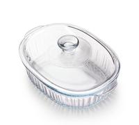 NUTRIUPS 2L Oval Glass Casserole Dish with Lid, Borosilicate Glass, Oval Dish for Oven, Casserole Dishes with Lid(27.3×18.8×11cm)