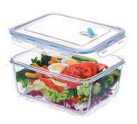 NUTRIUPS 3.3L Large Glass Food Storage Containers with Lids, Rectangular Food Storage Set, BPA Free for Meal Prep, Travel, Freezer, Oven