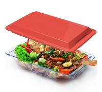 NUTRIUPS 3.8L Lasagne Dishes for Oven, 38.6x24.2x6.5cm Large Baking Dish with Plastic Lid, Diamond Shape, Borosilicate Glass Baking Tray