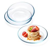 NUTRIUPS 3 Pack Glass Dessert Plates, 17.8cm Clear Tempered Glass Appetizer Plates, Microwave Safe & Dishwasher Safe