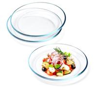 NUTRIUPS 3 Pack Glass Side Plates, 20.3cm Transparent Glass Dessert Plates Small Dinner Plates, Microwave Safe & Dishwasher Safe