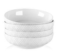 NUTRIUPS 40 Oz Pasta Bowls Set of 4, 8'' White Dinner Bowls, 1200ML Pasta Bowls Ceramic, Salad Bowls - Microwave & Dishwasher Safe