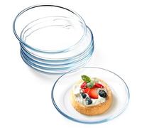 NUTRIUPS 6 Pack 7in Tempered Glass Plates Set - Clear, Dishwasher & Microwave Safe