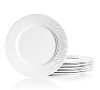 Nutriups 7.5" Ceramic Dessert Plates Set of 6, White Appetizer Plates, Microwave, Oven and Dishwasher Safe