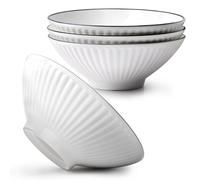 NUTRIUPS 8'' Ramen Bowls Set of 4-34 Oz Pho Bowls, Ceramic Noodle Soup Bowls, Salad Bowls for Serving Microwave & Dishwasher Safe