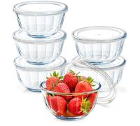 NUTRIUPS Borosilicate Glass Bowls with Lids Set of 6 Small Bowls Meal Prep Glass Containers (500ml)