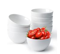 NUTRIUPS Ceramic Small Bowls, 300ml Dessert Bowl, 11x6cm Dip Bowls Set for Sauce, Set of 8, White, Microwavable & Oven Safe