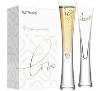 NUTRIUPS Champagne Flutes for Couples, 145 ml His & Hers Hand Blown Champagne Glasses for Anniversary Christmas Valentines Day, Set of 2