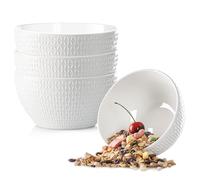 NUTRIUPS Deep Soup Bowl, 850ml Ceramic Cereal Bowl, 15x8cm White Breakfast Bowl Set of 4