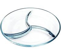 NUTRIUPS Glass Divided Plate with 3-Compartment Microwavable Glass Compartment Serving Tray for Kitchen (9 inch, 1 Pack)