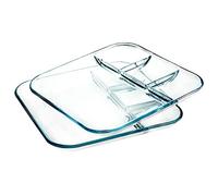 Nutriups Glass Divided Plates - 10 inch Square Portion Control Plates for Adults