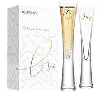 NUTRIUPS Mr and Mrs Champagne Flutes, 145 ml Hand Blown Wedding Glasses for Bride and Groom, Set of 2 Couple Glasses for Engagement Anniversary Christmas