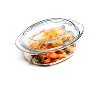NUTRIUPS Oval Glass Casserole Dish With Lid Oven Proof, 3.5L Oven Dish with Lid, Microwavable Glass Dish with Lid