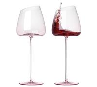 NUTRIUPS Pink Wine Glasses, Hand-Blown, Long Stem & Thin Rim Crystal Glasses, 55cl Red Wine Glasses & Gift Box, Lead-Free, Unique Gift for Women/Her