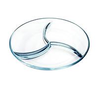 NUTRIUPS Portion Control Plate Glass Divided Plate Weight Loss Plate 3 Compartment Plate Bariatric Plate Portion Master Plate Glass Divided Dishes for Breakfast 10 Inch Round, 1 Piece